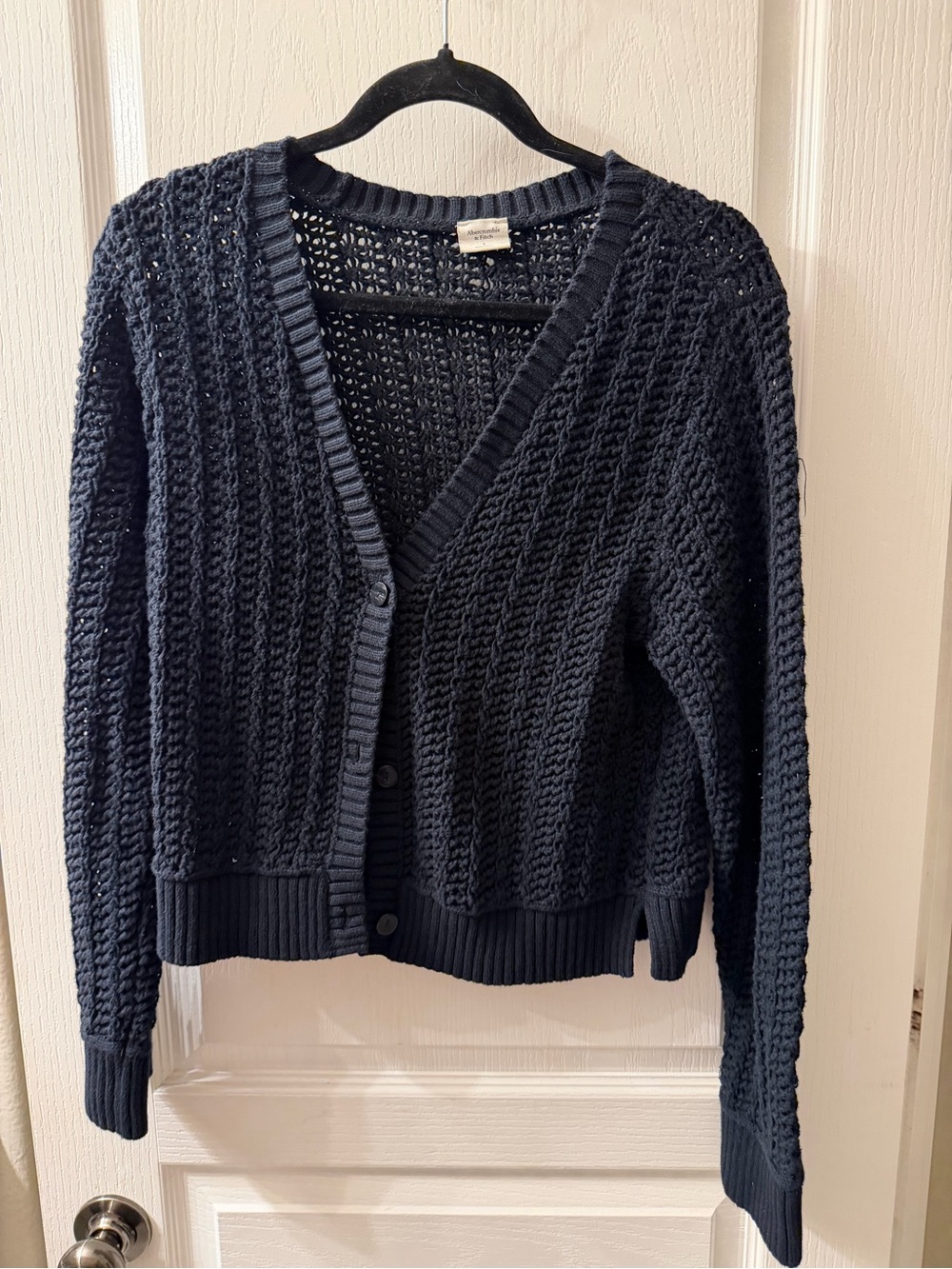 Abercrombie & Fitch Black Open-Weave V-Neck Cardigan